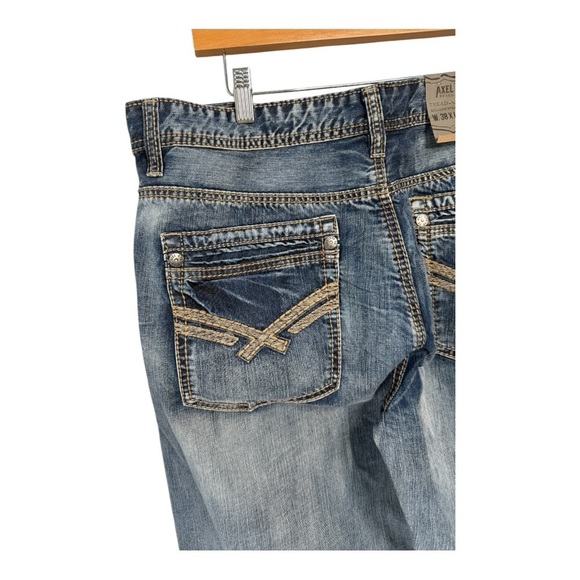 Axel Jeans Treadwell Relaxed Straight Fit Men’s Embellished Faded JeanNew 38 X32 - Picture 8 of 16